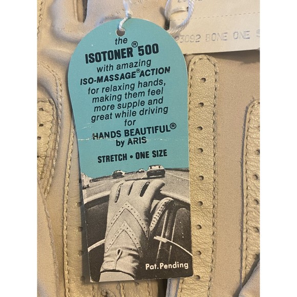 NOS Vtg Aris Isotoner 500 Women’s Driving Gloves 23092 Bone Stretch ISO-Massage - Picture 5 of 9